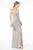 Elizabeth K - GL1831 V-Neck Bodycon Glitter Crepe Long Dress Evening Dresses XS / Silver