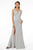 Elizabeth K - GL1839 Appliqued Bodice High Slit Long Dress Prom Dresses XS / Silver/Silver