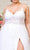Elizabeth K - GL1907 V-Neck Embroidered Sheer Bodice Slit Wedding Gown Wedding Dresses