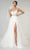 Elizabeth K - GL1907 V-Neck Embroidered Sheer Bodice Slit Wedding Gown Wedding Dresses XS / Ivory