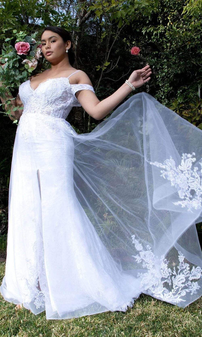Elizabeth K - GL1946 Cold Shoulder Lace Bridal Dress Wedding Dresses XS / White