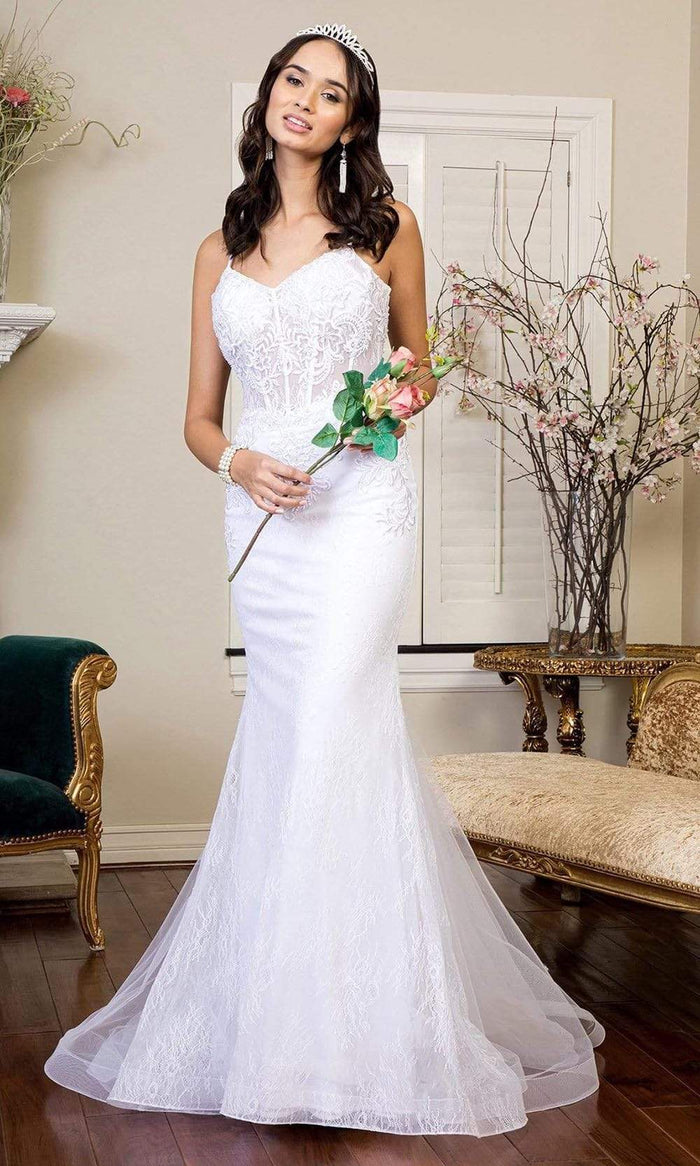 Elizabeth K - GL1947 Embroidered Trumpet Bridal Gown Wedding Dresses XS / White