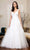 Elizabeth K - GL1950 Plunging Neck Floral Long Gown Wedding Dresses XS / White
