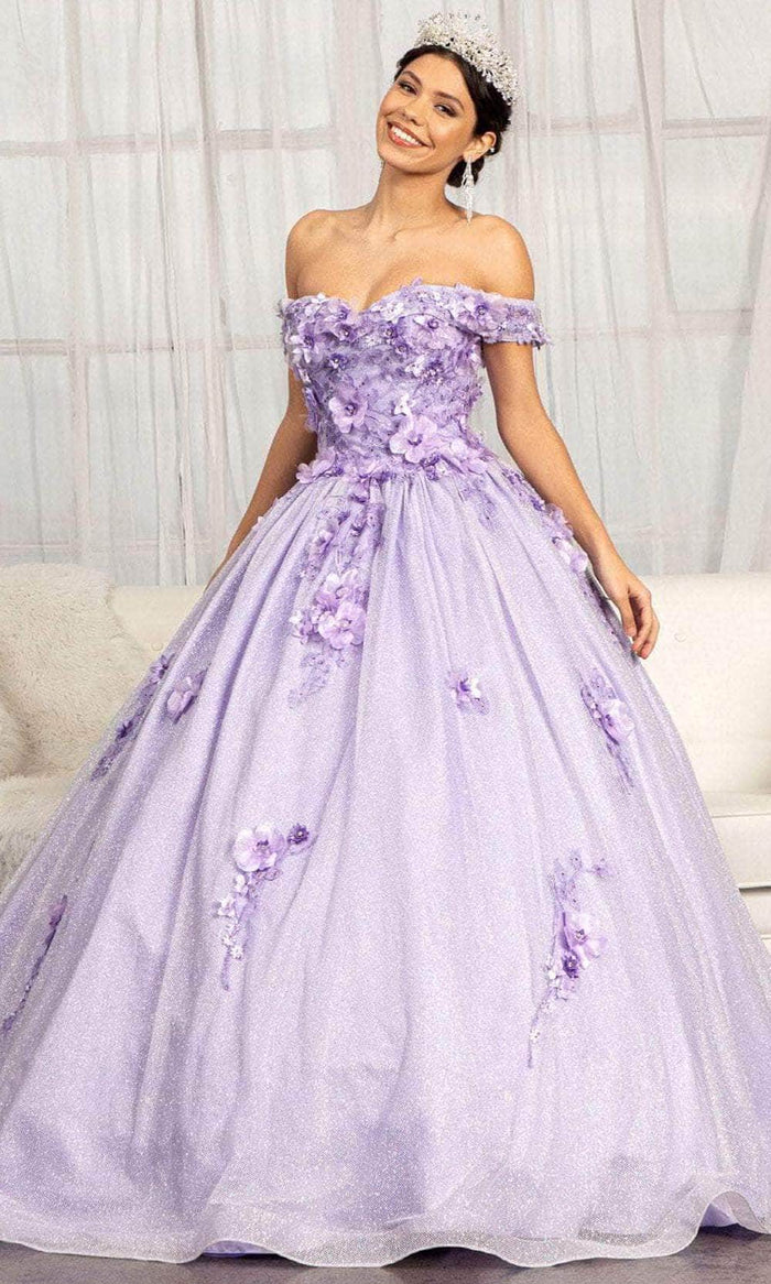 Elizabeth K GL1971 - Floral Applique Prom Ballgown Special Occasion Dress XS / Lilac