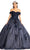 Elizabeth K GL1971 - Floral Applique Prom Ballgown Special Occasion Dress XS / Navy