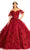 Elizabeth K GL1975 - Floral Glitter Ballgown Special Occasion Dress XS / Burgundy