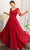 Elizabeth K GL1982 - Applique-Ornate Quarter Sleeve Evening Dress Special Occasion Dress XS / Burgundy