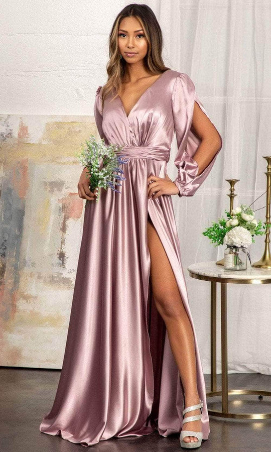 Elizabeth K GL1990 - Split Sleeve High Slit Evening Dress Special Occasion Dress XS / Mauve