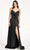 Elizabeth K GL1993 - Spaghetti Strap V-Neck Prom Dress with Slit Special Occasion Dress XS / Black