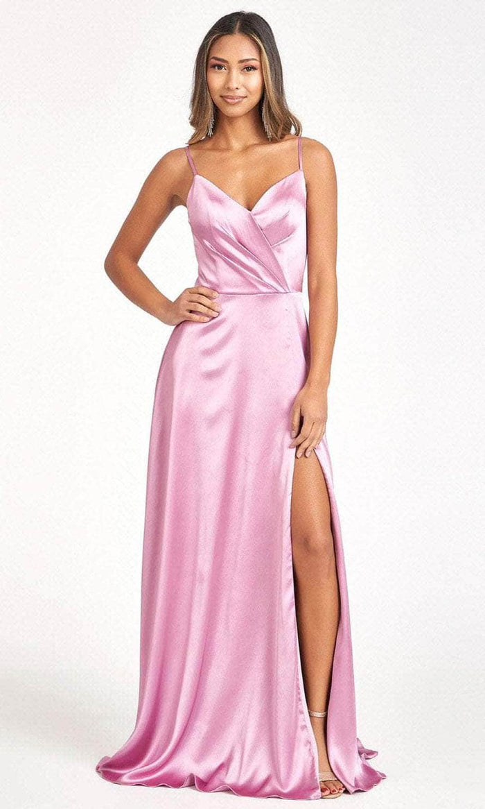 Elizabeth K GL1993 - Spaghetti Strap V-Neck Prom Dress with Slit Special Occasion Dress XS / Dusty Rose
