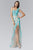 Elizabeth K - GL2051 Laced Asymmetrical Neck Mesh Gown Special Occasion Dress XS / Turq/Nude