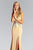 Elizabeth K - GL2052 Sheer Lace Applique Sheath Gown Special Occasion Dress XS / Taupe