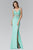 Elizabeth K - GL2052 Sheer Lace Applique Sheath Gown Special Occasion Dress XS / Tiffany