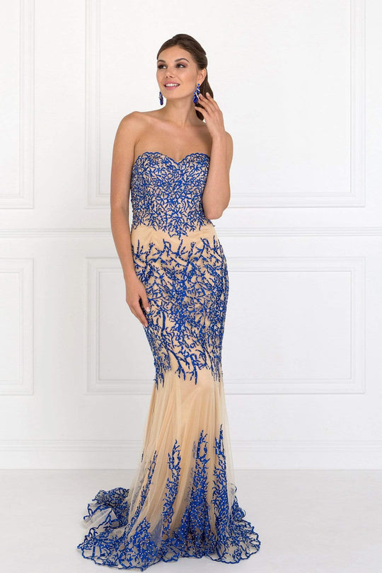 Elizabeth K - GL2055 Laced Sweetheart Mesh Gown