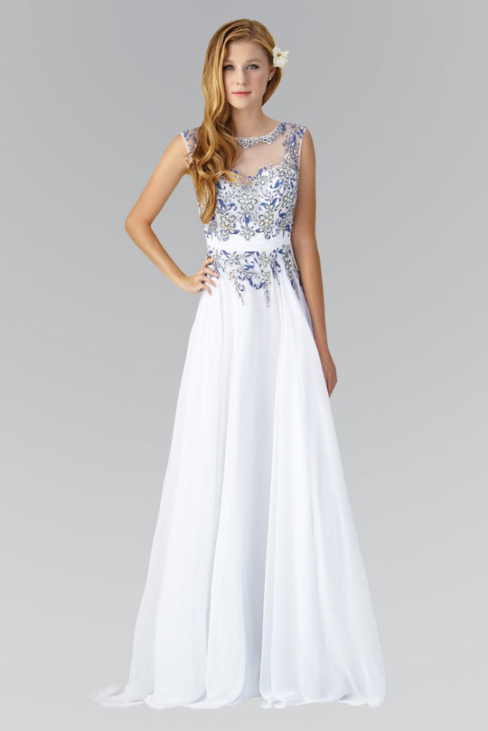 Elizabeth K - GL2056 Jewel Illusion Embellished Gown