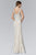 Elizabeth K - GL2059 Jeweled V-Neck Gown Special Occasion Dress XS / Ivory/Nude