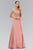Elizabeth K - GL2085 Sequined Illusion Bateau Neck A-Line Dress Special Occasion Dress XS / D/Rose