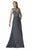 Elizabeth K - GL2099 Jewel Illusion Draped Chiffon Gown Special Occasion Dress XS / Gray