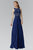 Elizabeth K - GL2103 Embellished Jewel Neck A-Line Dress Special Occasion Dress XS / Navy