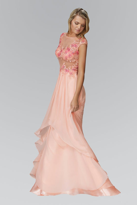 Elizabeth K - GL2108 Embellished Bateau Neck A-Line Gown