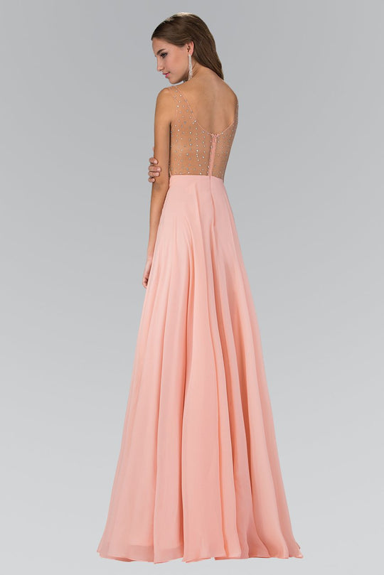 Elizabeth K - GL2116 Bejeweled V-Neck Chiffon Gown