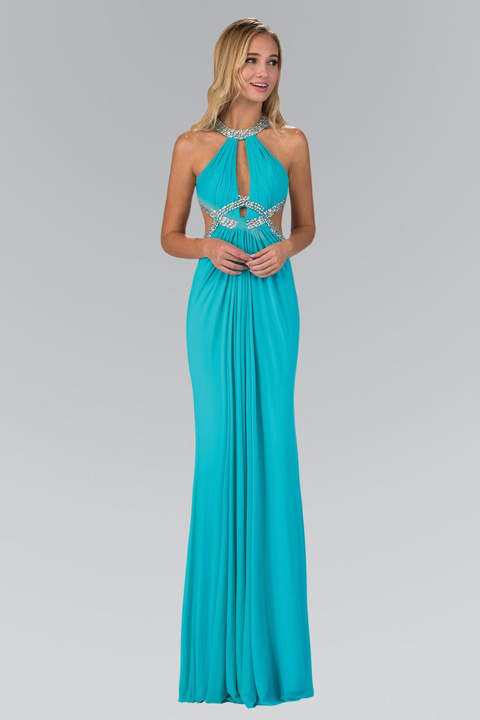 Elizabeth K - GL2142 Jeweled High Neck Gown Special Occasion Dress XS / Tiffany