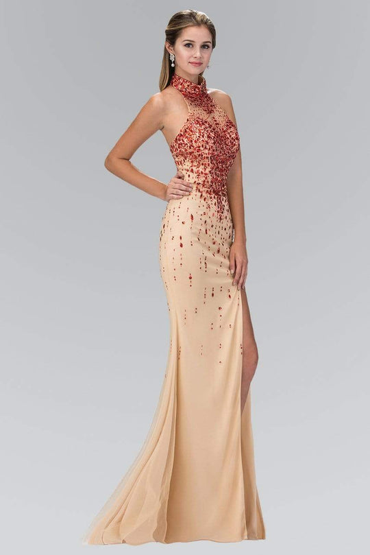 Elizabeth K - GL2147 Jeweled High Neck Trumpet Gown