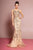 Elizabeth K - GL2149 Illusion Jewel Swirl Motif Embroidered Gown Special Occasion Dress XS / Nude