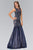Elizabeth K - GL2162 Beaded Bateau Neck Trumpet Gown Special Occasion Dress XS / Navy/Nude