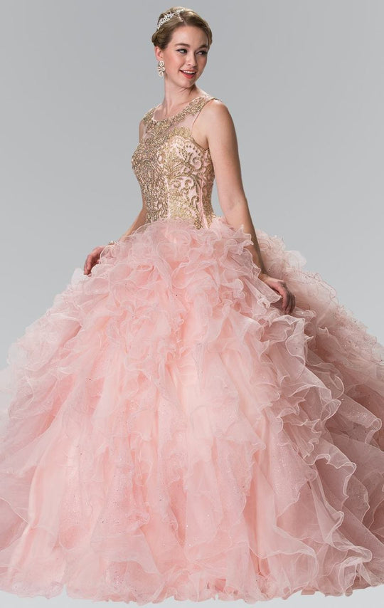 Elizabeth K - GL2208 Embellished Jewel Neck Ballgown