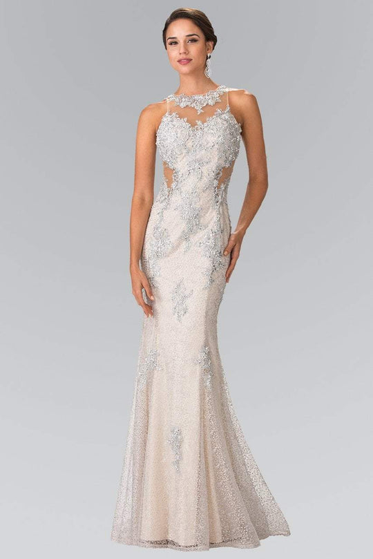 Elizabeth K - GL2220 Embroidered Halter Neck Mermaid Dress