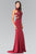 Elizabeth K - GL2225 Bead Embellished High Neck Sheath Gown Special Occasion Dress XS / Burgundy