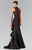 Elizabeth K - GL2227 Embellished High Neck Mikado Trumpet Dress Special Occasion Dress XS / Black