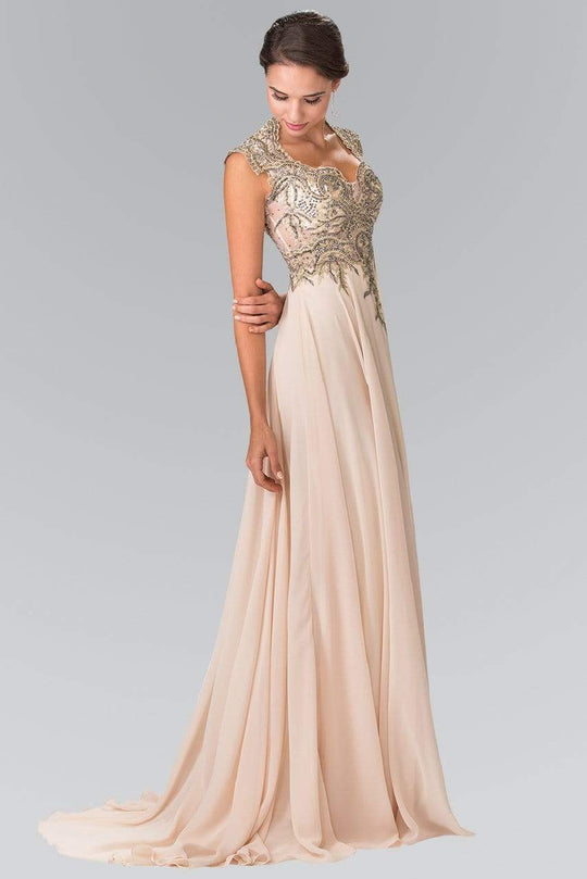 Elizabeth K - GL2229 Gilt Embroidered Bateau A-Line Gown