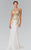 Elizabeth K - GL2230 Embroidered Bateau Neck Jersey Trumpet Dress Special Occasion Dress XS / Ivory