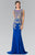 Elizabeth K - GL2230 Embroidered Bateau Neck Jersey Trumpet Dress Special Occasion Dress XS / Royal Blue