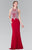 Elizabeth K - GL2232 Embellished High Neck Jersey Sheath Dress Evening Dresses XS / Red