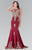 Elizabeth K - GL2233 Embellished High Neck Jersey Trumpet Dress Special Occasion Dress XS / Burgundy