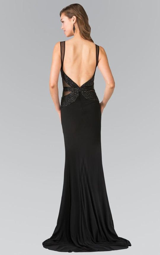 Elizabeth K - GL2234 Illusion Bateau Neckline with Open Back Gown