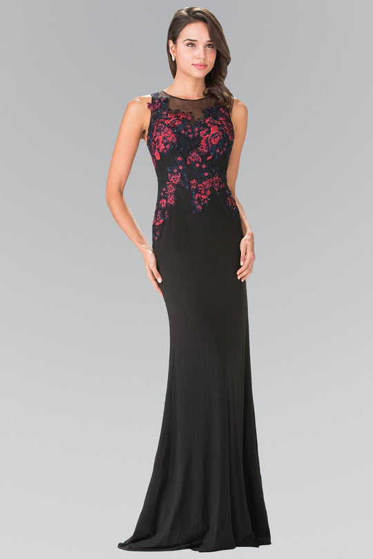 Elizabeth K - GL2238 Bead Embellished Jewel Neck Gown