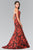 Elizabeth K - GL2246 Illusion Bateau Neckline with Floral Print Gown Special Occasion Dress