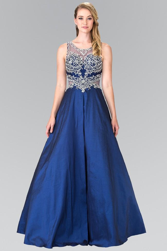 Elizabeth K - GL2253 Sleeveless Beaded Long Gown Special Occasion Dress XS / Navy