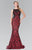Elizabeth K - GL2268 Embellished Bateau Neck Lace Trumpet Dress Special Occasion Dress XS / Red