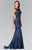 Elizabeth K - GL2268 Embellished Bateau Neck Lace Trumpet Dress Special Occasion Dress XS / Royal Blue