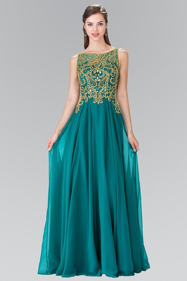 Elizabeth K - GL2274 Embellished Sleeveless Long Dress Special Occasion Dress XS / Green
