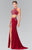 Elizabeth K - GL2277 Beaded Halter Neck Rome Jersey Trumpet Gown Special Occasion Dress XS / Burgundy