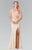 Elizabeth K - GL2277 Beaded Halter Neck Rome Jersey Trumpet Gown Special Occasion Dress XS / Champagne