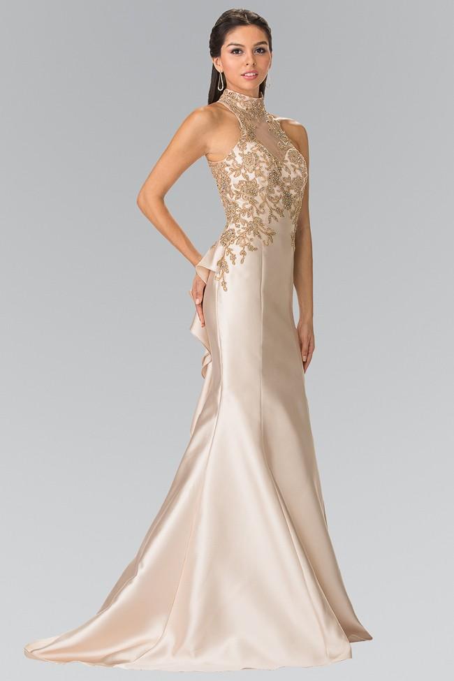 Elizabeth K - GL2280 High Neck Mermaid Gown Pageant Dresses XS / Champagne