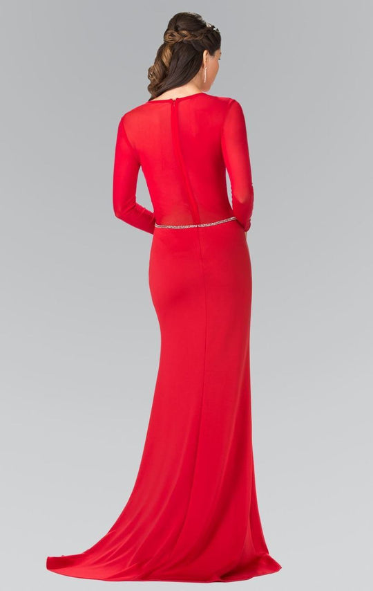 Elizabeth K - GL2284 Beaded Scoop Neck Rome Jersey Sheath Dress