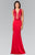 Elizabeth K - GL2286 Laced Illusion High Neck Jersey Trumpet Dress Special Occasion Dress XS / Red